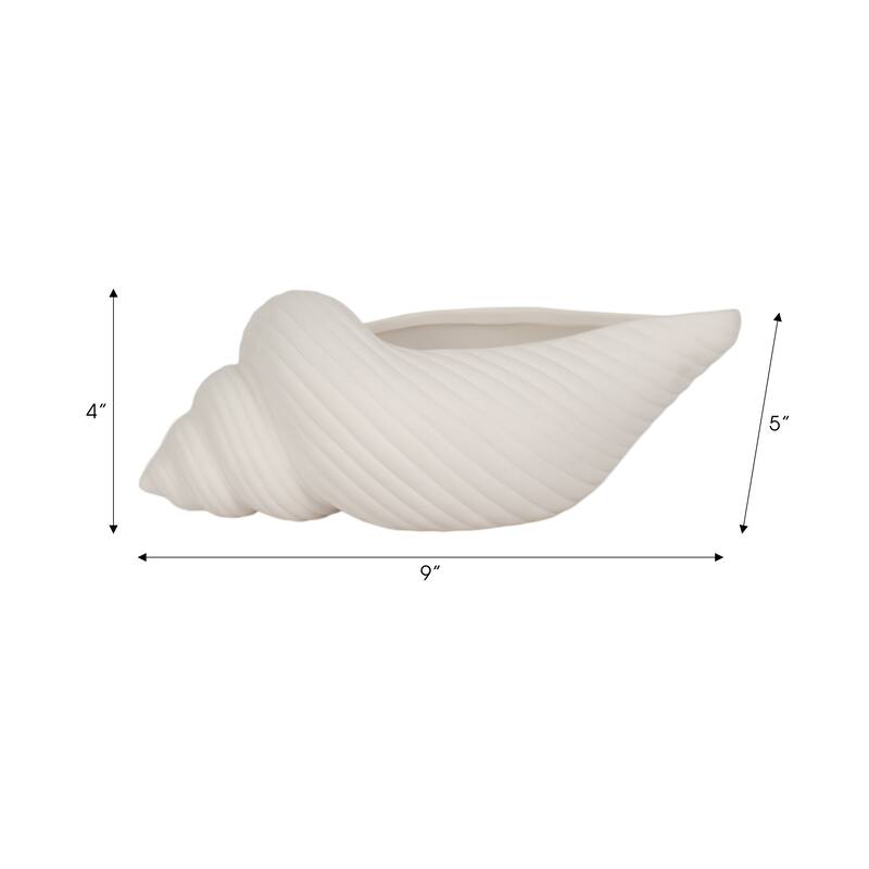 Sagebrook Home Stoneware White Coastal Novelty Shell Planter