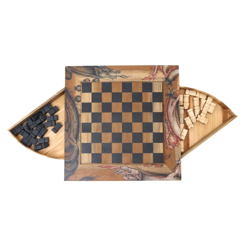 Novica Handmade Basuki Hand Painted Wood Chess Set