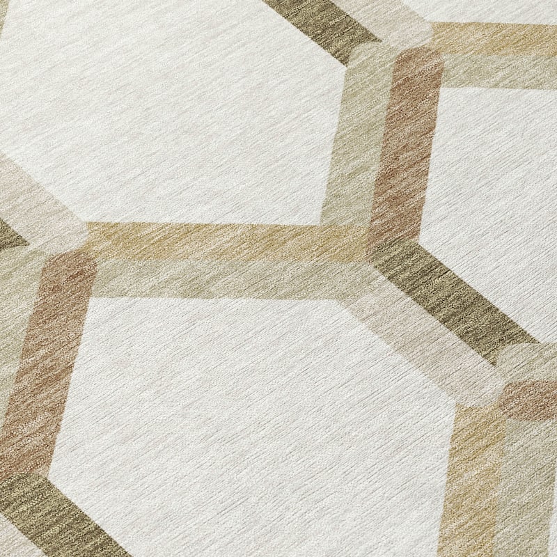 Machine Washable Indoor/ Outdoor Modern Trellis Chantille Rug