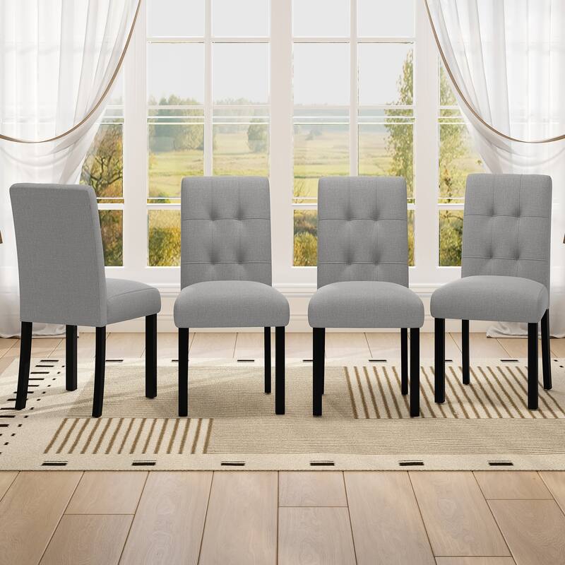 Set of 4 Tufted Dining Chairs, Accent Chair for Kitchen Dining Room - Grey