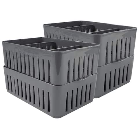 Simplify 4 Pack Stackable Organizer Bin with Adjustable Dividers in Grey