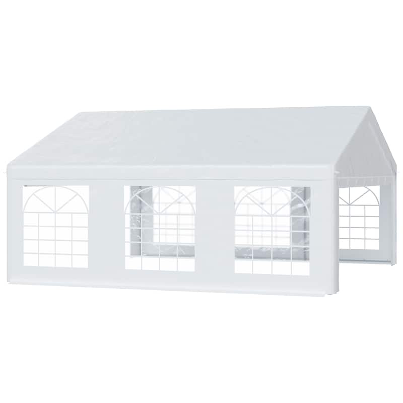 Outsunny 20' x 20' Heavy Duty Wedding Tent & Carport, Portable Garage with Removable Sidewalls, Large Outdoor Canopy