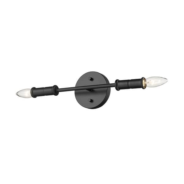 slide 2 of 3, Modern Bulb 2-light Matte Black Vanity Mirror Light