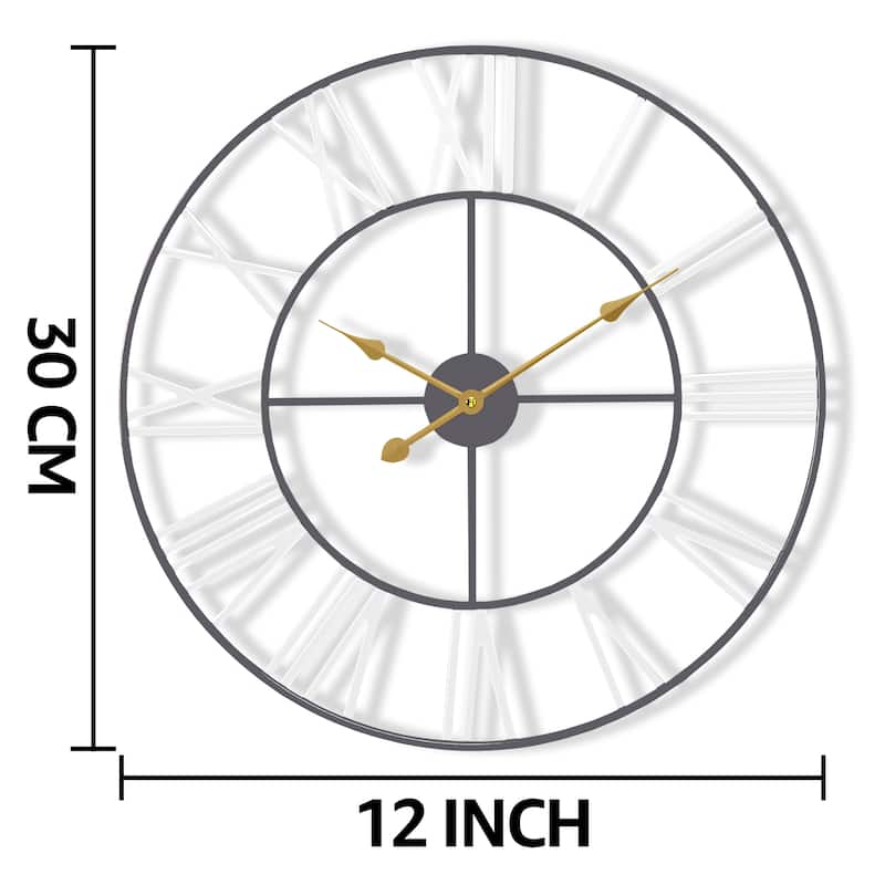 Sorbus Large 12 inch Decorative Round Analog Wall Clock Battery Operated With Roman Numeral