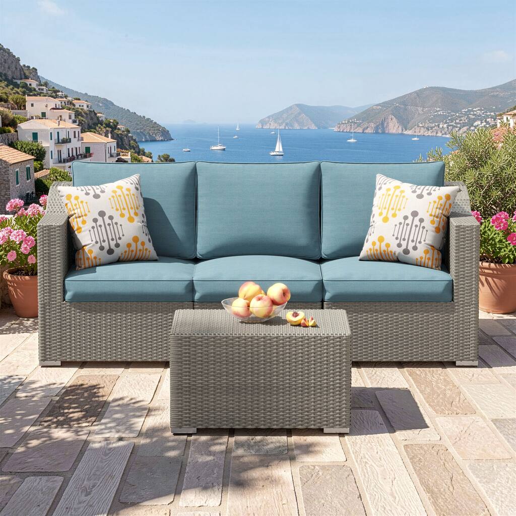 Corvus Martinka 4-Piece Outdoor Wicker Seating Set with Aluminum Frame