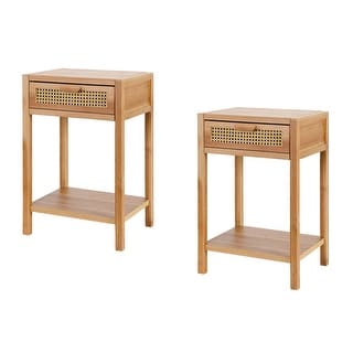 COZAYH Set of 2 Woven Front Modern Farmhouse End Table