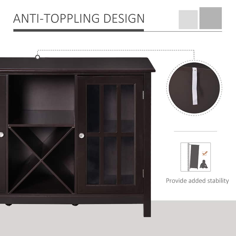 HOMCOM Serving Buffet Sideboard Cabinet with Open Storage, 12 Bottle Wine Rack, Framed Glass Doors and 2 Cabinets