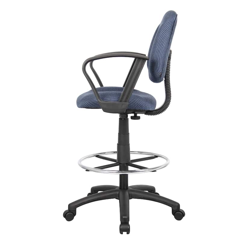 Boss Adjustable Black Loop Arm Drafting Stool with Wheel Casters