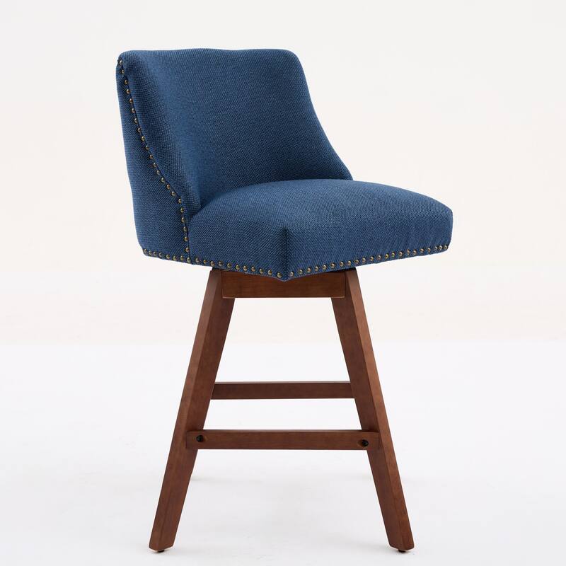 GDF Studio - Meryn Upholstered 26-Inch Counter Height Swivel Bar Stools with Curved Back (Set of 2)