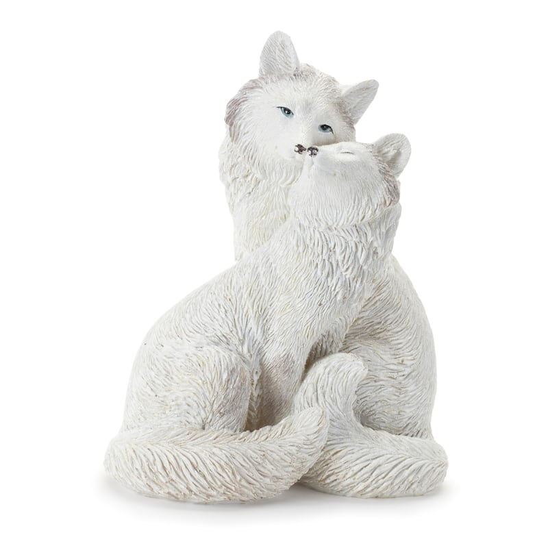 Winter Fox Couple Christmas Figurines - 8" - Set of 2