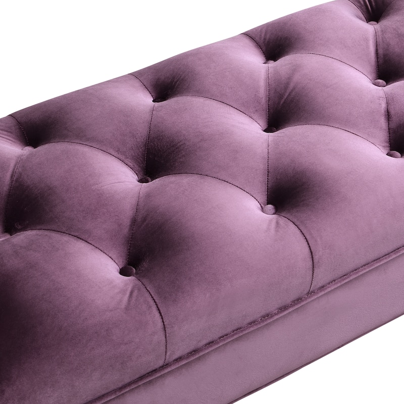 Christopher Knight Home - Quillon Velvet Tufted End of Bed Bench with Solid Wood Legs and 2 Pillows