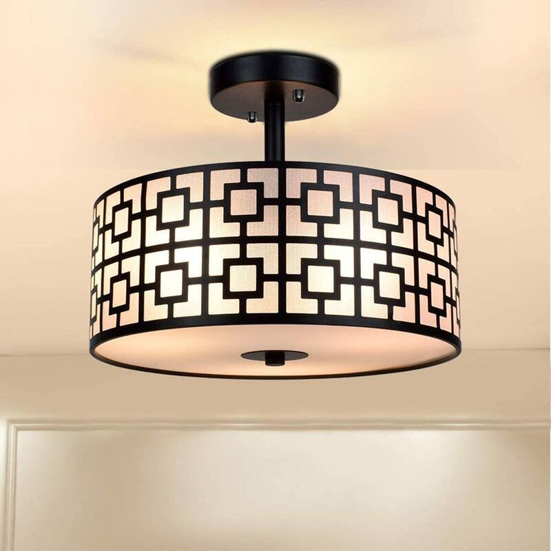 3 light Semi Flush Ceiling Light Fixture modern black ceiling lamp