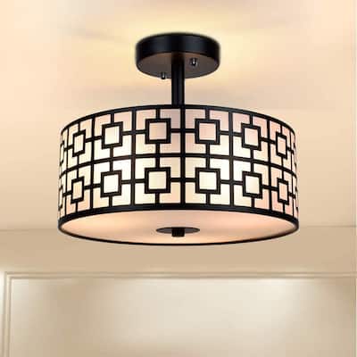 3 light Semi Flush Ceiling Light Fixture modern black ceiling lamp