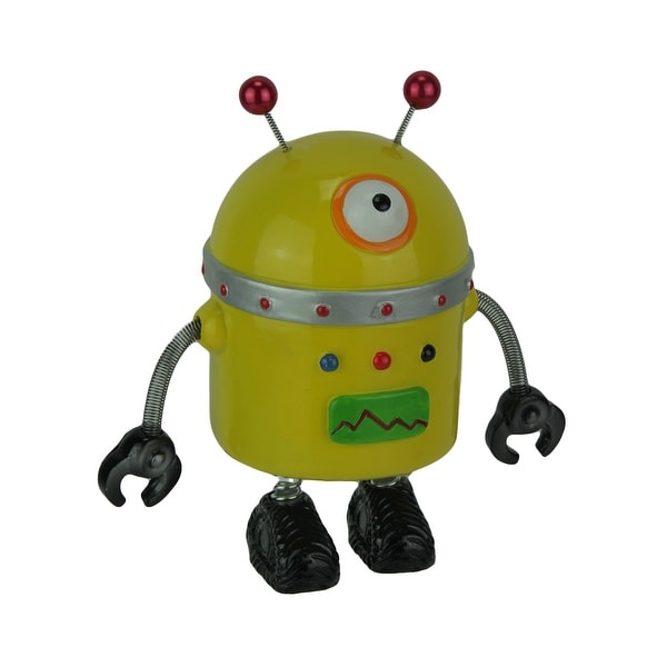 Spring Arm Retro Robot Coin Bank Money Box - 7 X 7 X 3.5 inches. Opens flyout.