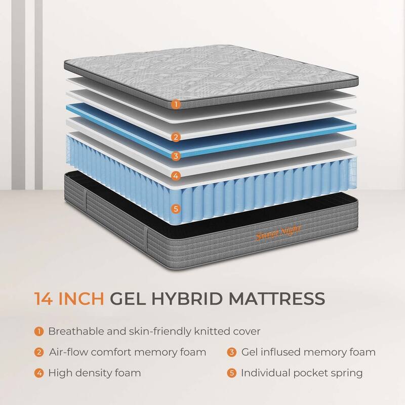 Sweetnight 14'' Gel Memory Foam Hybrid Mattress On Sale Bed Bath