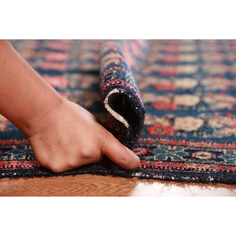 Hand Knotted Oriental 100% Wool Carpet Traditional All-Over Navy Blue & Blues Senneh Area Rug - 6' 3'' X 4' 3''