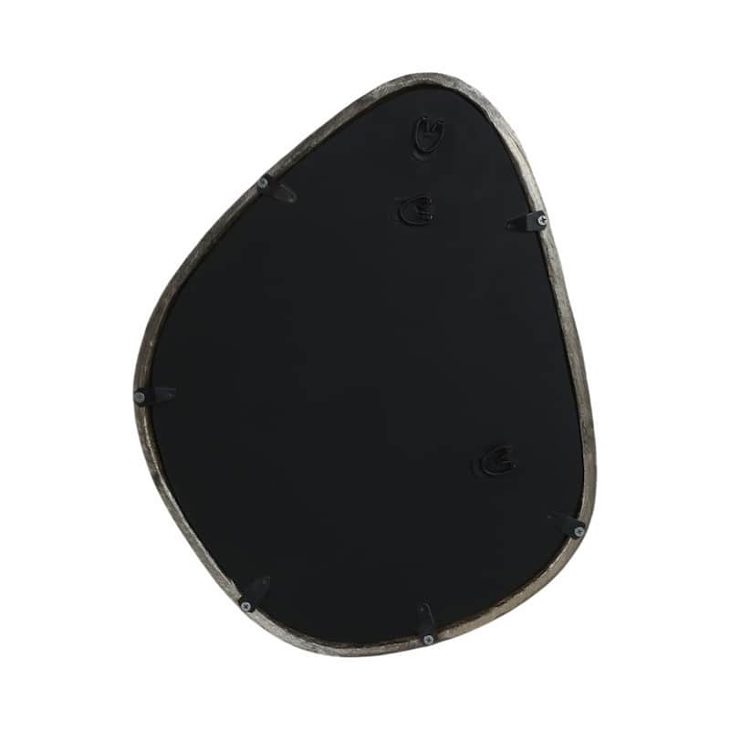 Metal Asymmetrical Mirror with Glass Wood Sculptural Modern Design