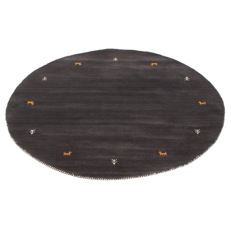 Kashkuli Gabbeh Grey Rug 4'11" x 4'11" - 4'11 x 4'11