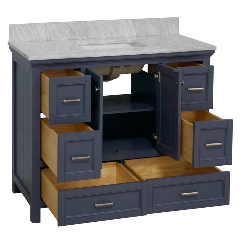 KitchenBathCollection Paige 48" Bathroom Vanity with Carrara Marble Top