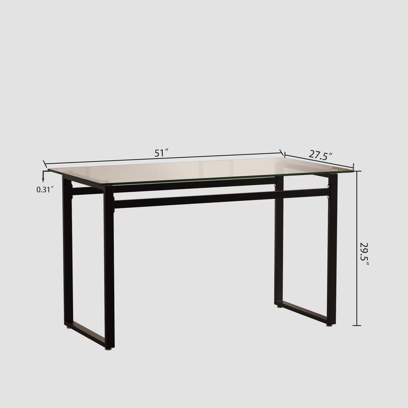 Glass 5-Piece Dining Table Set with 4 PU Upholstered Chairs