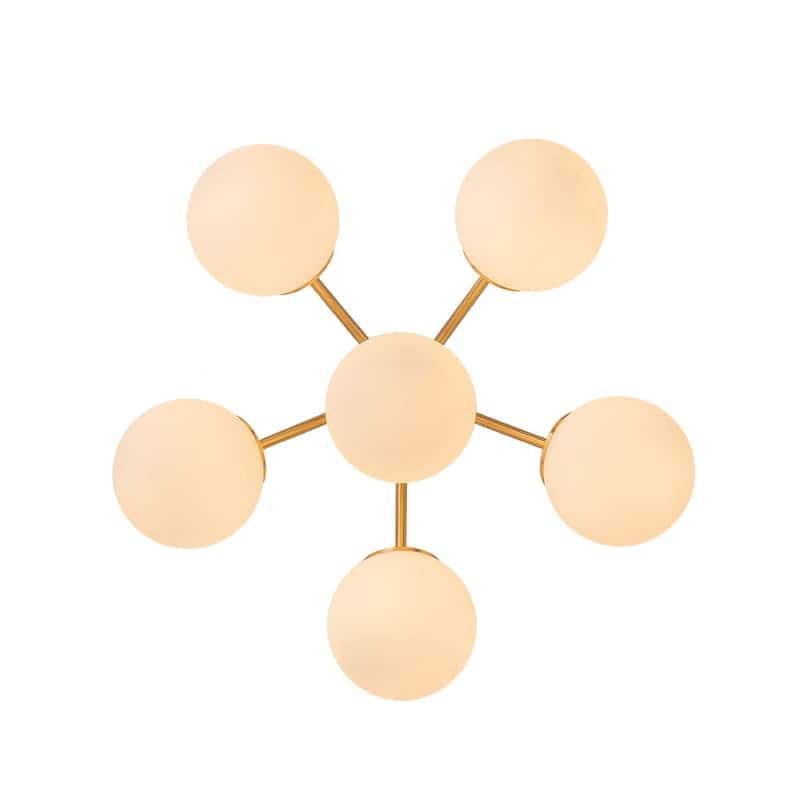 Milky Glass Globe Brass Sputnik Bubble Ceiling Light - 30in Chandelier