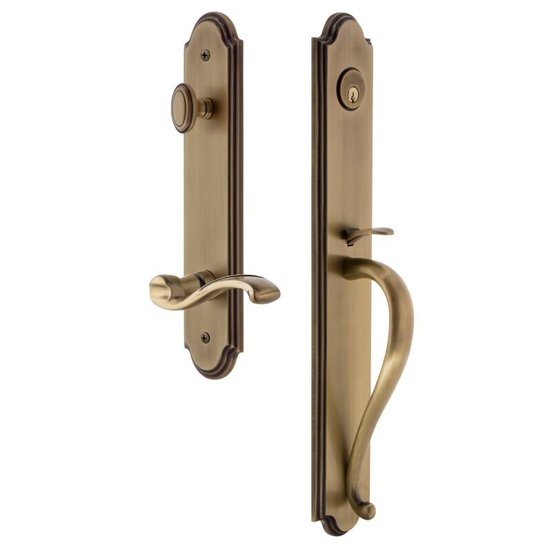 Grandeur Arc Solid Brass Rose Right Handed Keyed Entry Single Cylinder - Vintage Brass