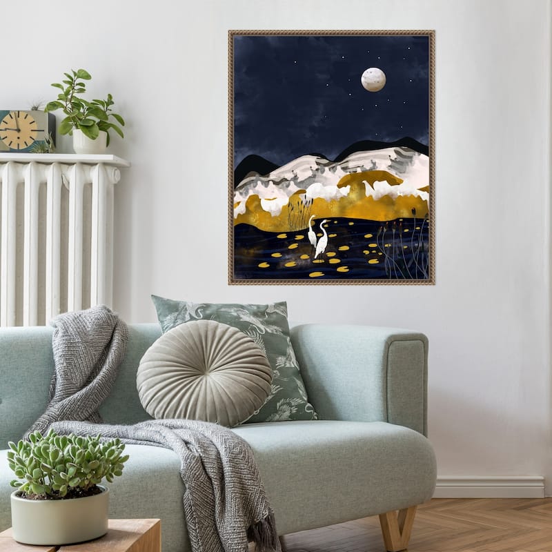 Midnight Lake by Uma Gokhale Framed Canvas Wall Art