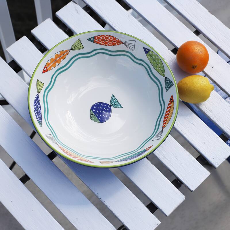 Euro Ceramica FreshCatch 13" Serving Bowl - 13 in. x 13 in. x 2.68 in