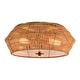 WINGBO Modern 3-Light Flush Mount Ceiling Light Fixture with Rattan & Fabric Double Drum Shade