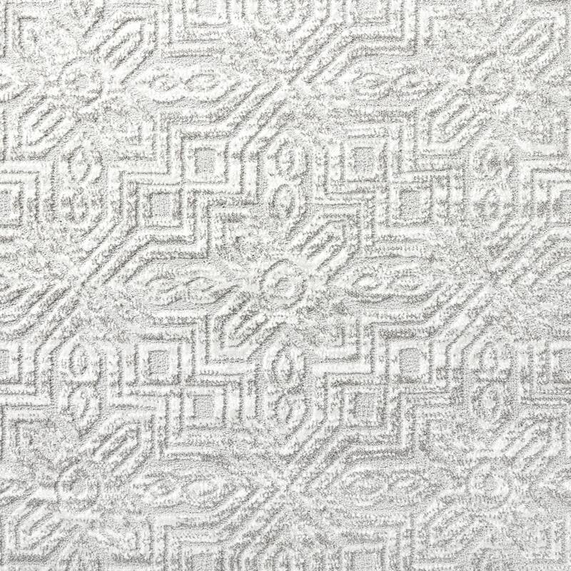 TOWN & COUNTRY LUXE Maya Medallion Tile Neutral Indoor Area Rug with High-Low Texture