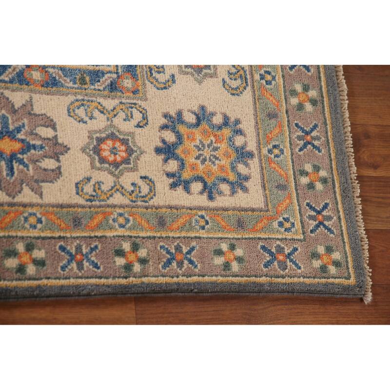 Gray Kazak Living Room Area Rug Hand-Knotted Traditional Wool Carpet - 6'7" x 9'9"