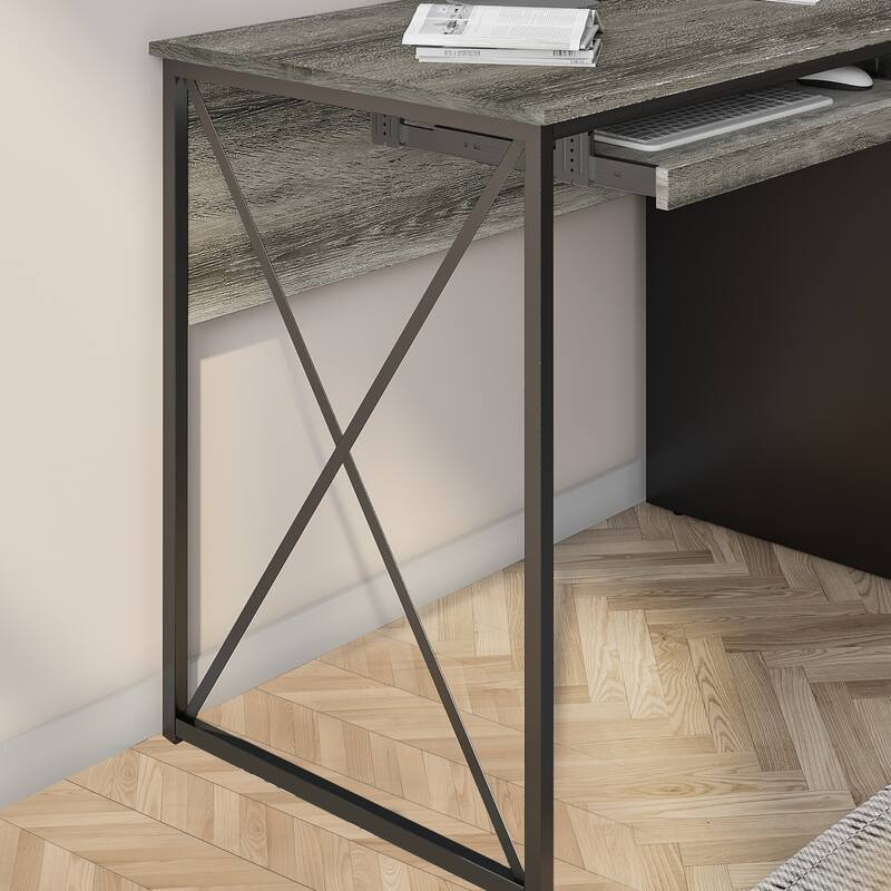 55 inch Computer Desk with Keyboard Tray and Storage Drawers