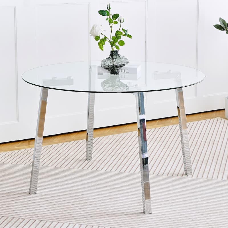 Modern minimalist ROUND glass dining table - N/A