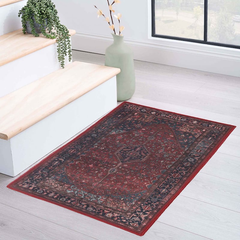 Superior Cardinal Vintage Machine Washable Indoor Area Rug or Runner - 2' x 3'