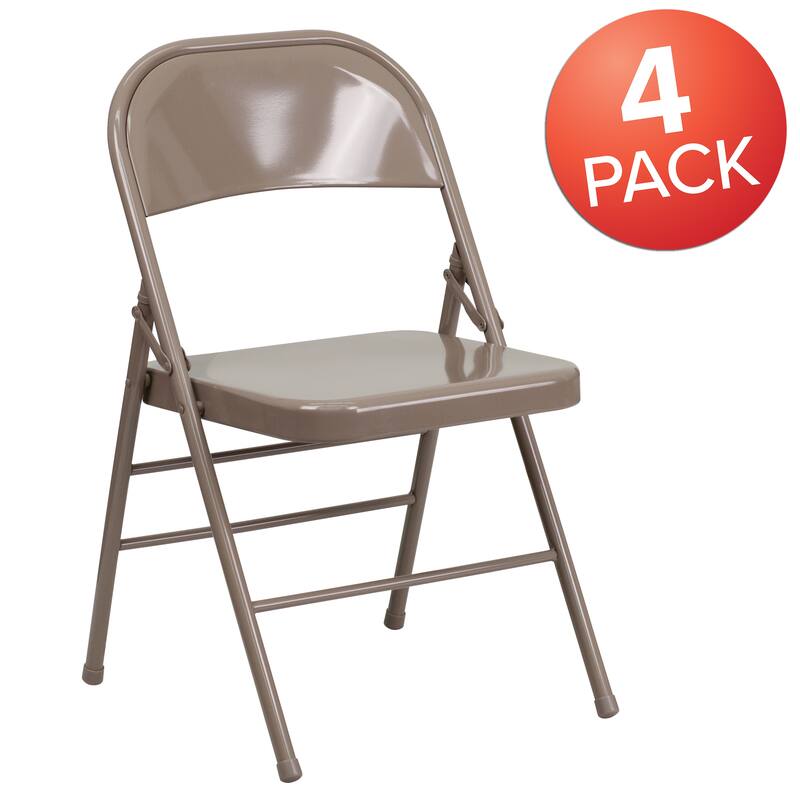 4 Pack Triple Braced & Double Hinged Metal Folding Chair