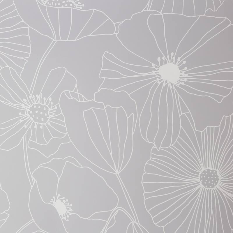 Linear Floral Grey Wallpaper - N/A