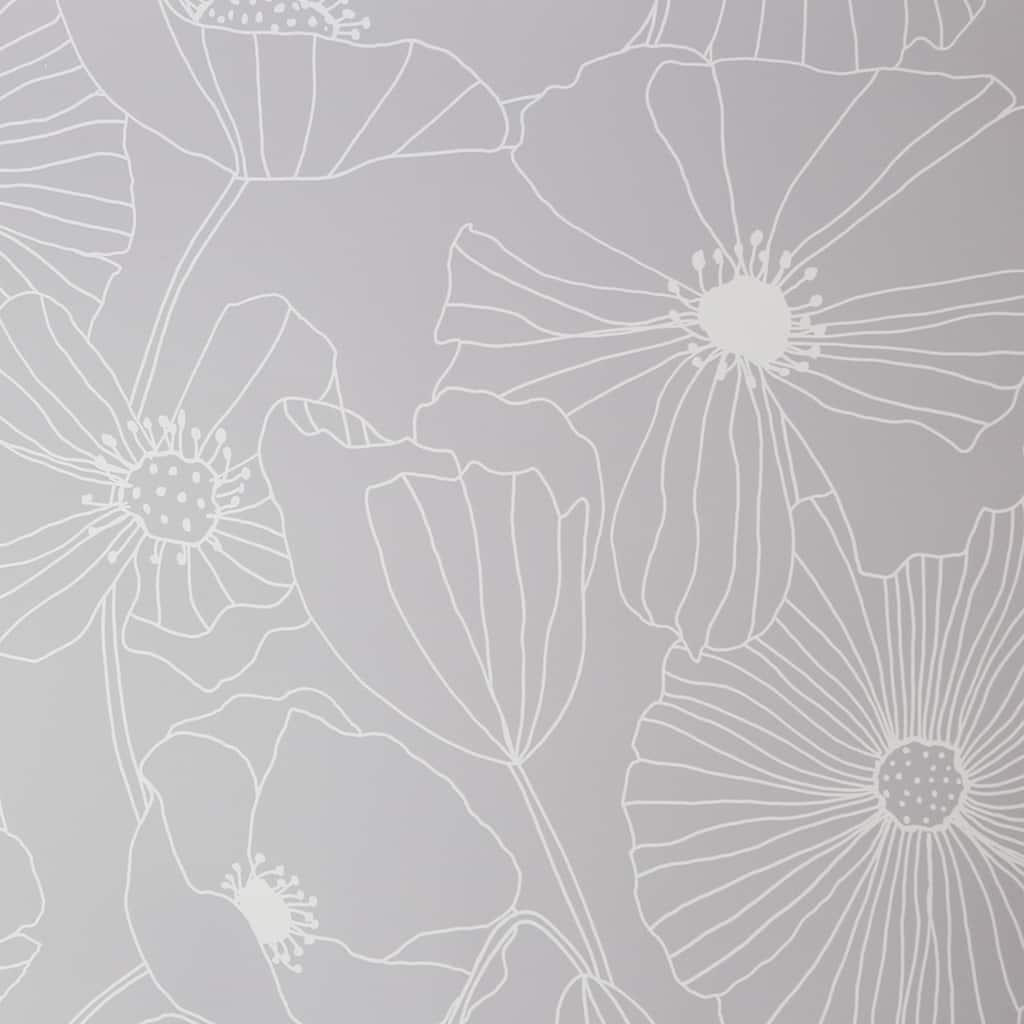 Linear Floral Grey Wallpaper - N/A
