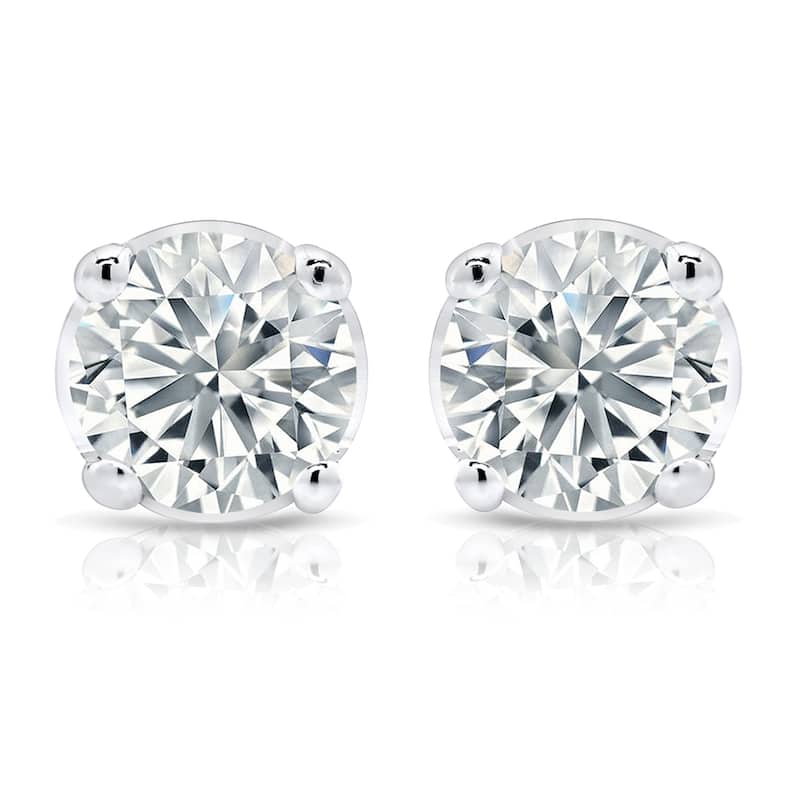 Auriya 14k White Gold Lab Grown Round Diamond Stud Earrings 0.90 ct. tw. Push-Back (E-F SI)