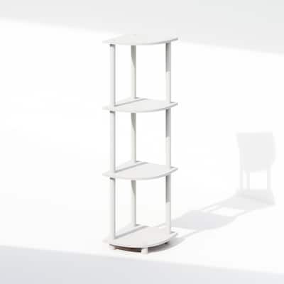 Furinno Turn-N-Tube 4-Tier Multipurpose Corner Shelf, Display Shelf, White/White