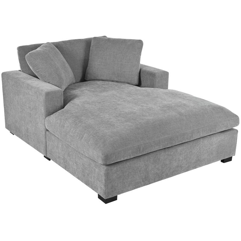 53.5" Oversized Chaise Lounge Chair, Upholstered Fabric Single Sofa Chair with rmrests&Solid Wood Legs for Living Room, Office