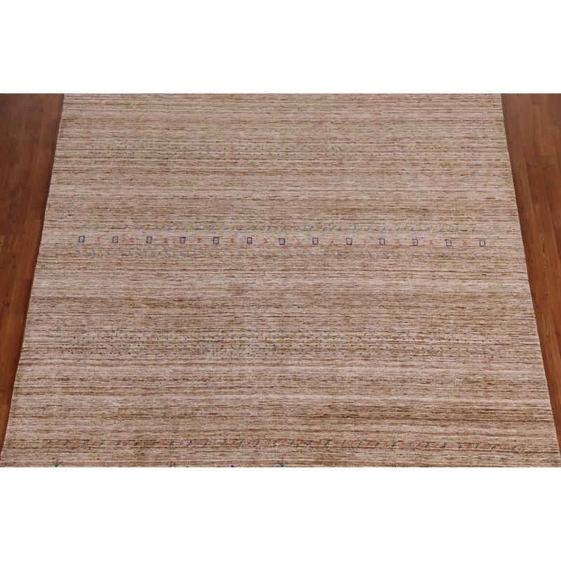 Hand Knotted Oriental 100% Wool Carpet Tribal Tribal Brown Gabbeh Area Rug - 9' 5'' X 8' 0''