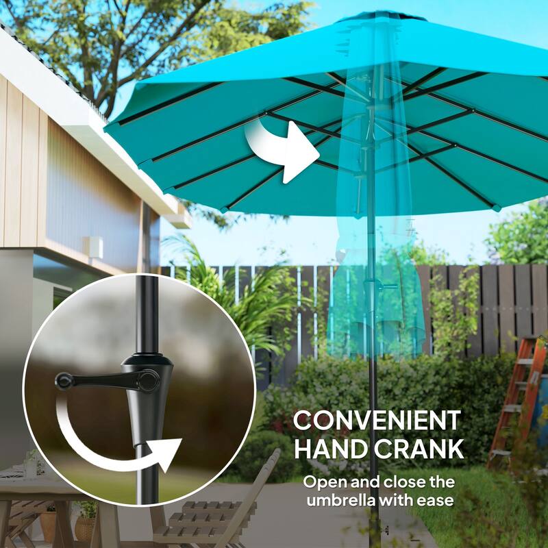 Double-Sided Large Patio Umbrella with Crank Handle Outdoor Canopy for Backyard Garden or Patio