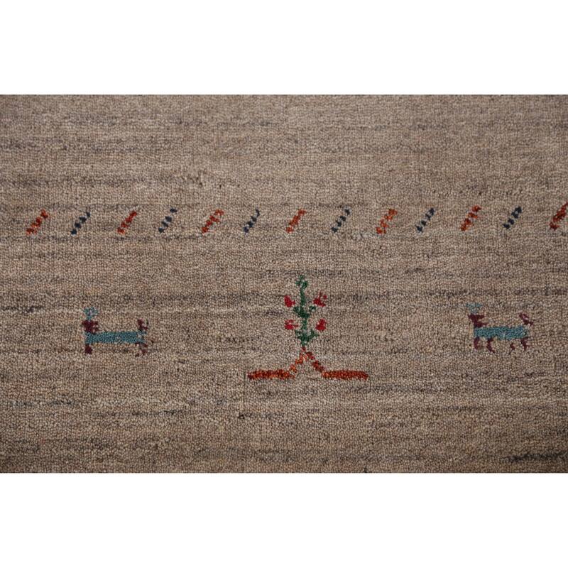 Hand Knotted Oriental 100% Wool Carpet Tribal Animal Pictorial Brown Gabbeh Area Rug - 7' 9'' X 5' 4''