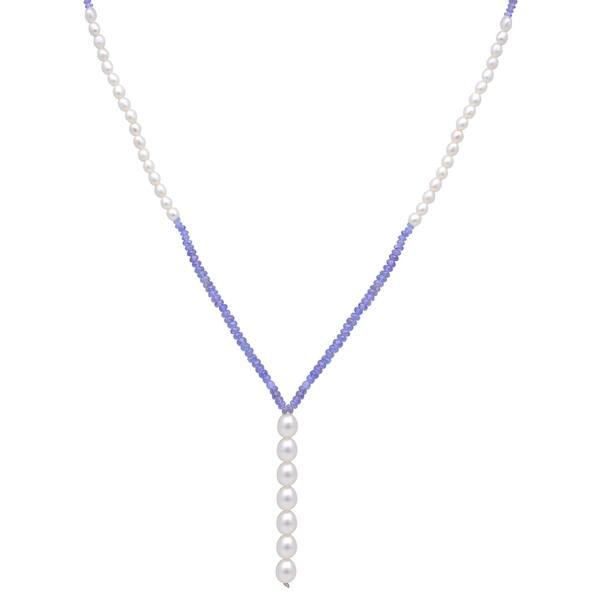 Shop Tanzanite Pearl Gold Faceted Beaded Necklace By Orchid Jewelry On Sale Overstock 31440107