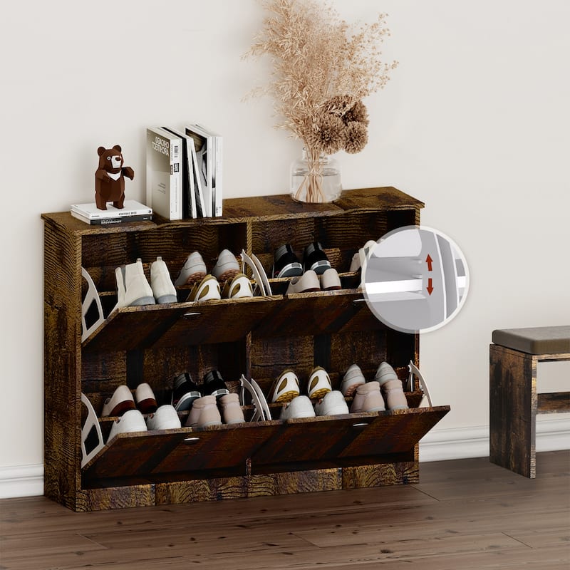 Shoe Cabinet, Hidden Slim Narrow Shoe Rack Cabinet with 4 Drawers for Entryway, Foyer, Hallway, Bedroom