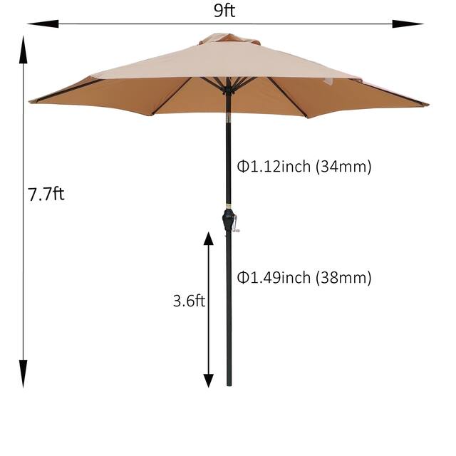9FT Umbrella outdoor Brown