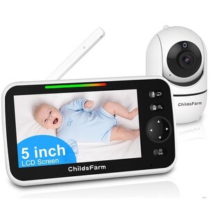 Baby Monitor with Camera and Audio, 5 Inch Remote Pan-Tilt-Zoom Video ...