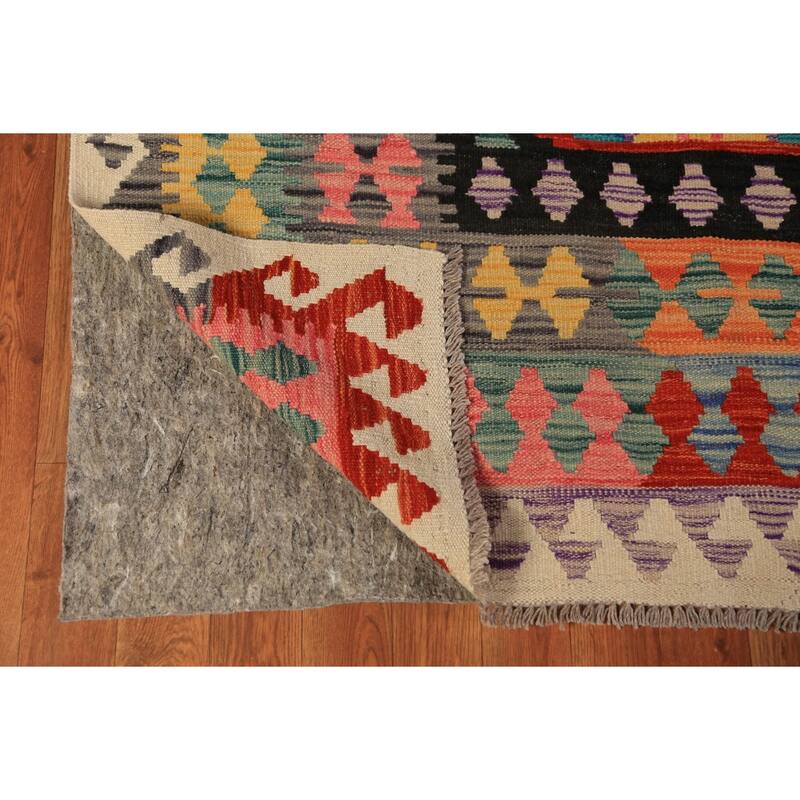 All-Over Kilim Oriental Area Rug Flatweave Orange Wool Carpet - 8'3"x 11'8"