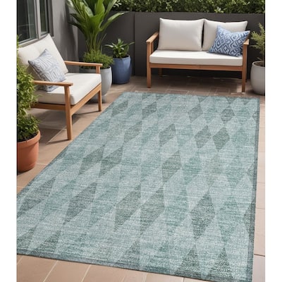 Laz Stylish Geometric Weather Resistant Blended Style Outdoor Rug