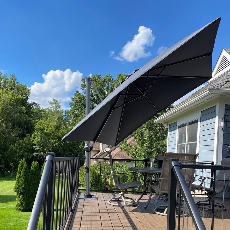 PURPLE LEAF 10 ft Square 360 Degree Rotation Patio Cantilever Umbrella